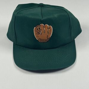 Baseball Glove Embroidered Patch Cap Dark Green Adjustable Dad Hat Fathers Day